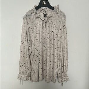 Banana Republic Gray and Black Blouse with High Neckline